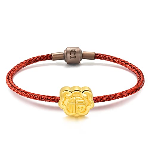 CHOW SANG SANG 999 24K Solid Gold Ruyi Lock Charm Blessing Bracelet for Women 86338C (Fortune Ruyi Lock, 6.6 Inches, (17 CM))