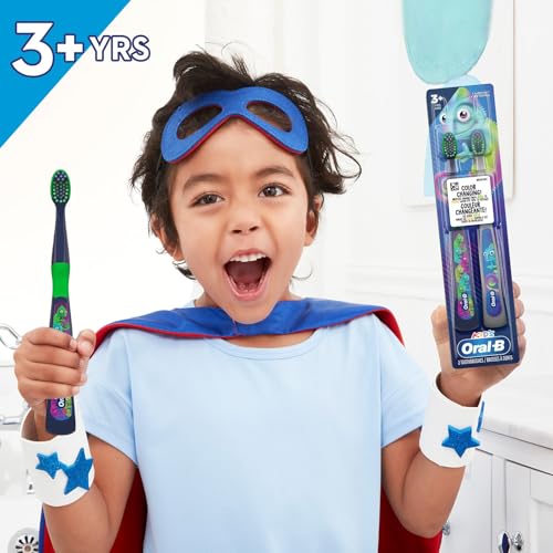 Oral-B Kid's Manual Toothbrush with Extra Soft Color Changing Bristles for Ages 3+, 2 Count - image 3