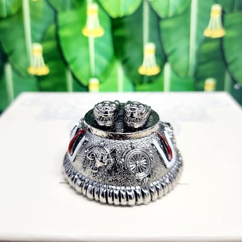 Image of ARNAVIRA 999 Silver Plated Antique Vastu Kamdhenu Cow with Calf Idol with Lakshmi Remedy for Wedding & Housewarming Gift | Pooja Room Height 2.5 Inch (Silver, Medium, Balaji Charan Pauka)
