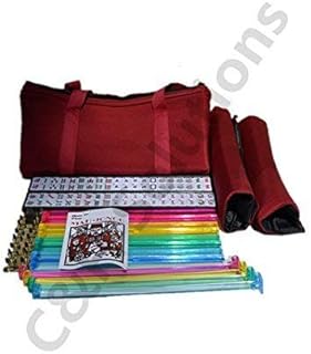 4 Color Pushers And 4 Color Racks + American Mah Jong Set Burgundy Red Bag 166 Tiles (Mah Jong Mah Jongg Mahjongg) By C&H Solutions