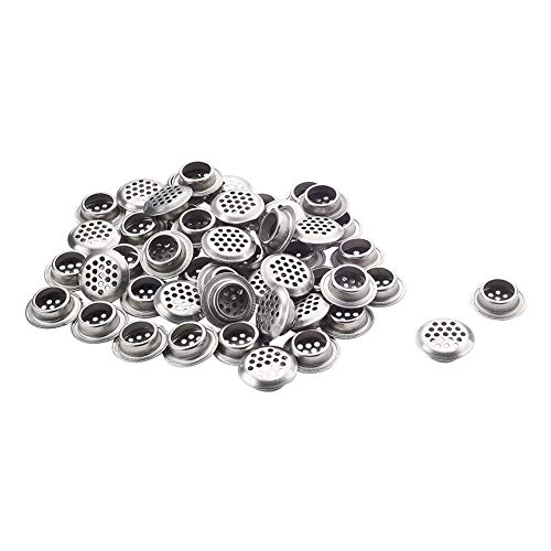 MroMax エアベントカバー ベントホール エアベントホール 換気口 空気ベント 換気グリル 通気口カバー 空気を通し パネル面 ステンレス製丸型ガラリ 戸棚空気ベント 空気循環 屋内換気口 換気装置 取付穴経19mm 50個入り