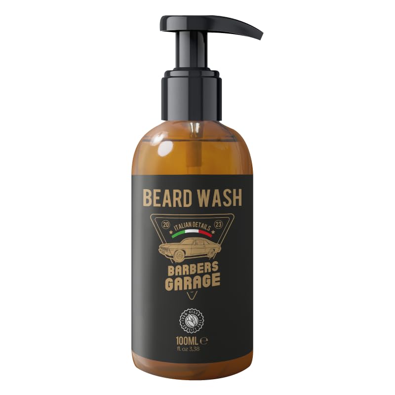 Barbers Garage - Leche limpiadora para barba (100 ml) – Detalles Italia – con efecto de limpieza profunda, con aloe vera y extracto de mirto contra molestas escamas de afeitar