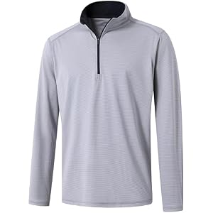 Quarter Zip Pullover Men Performance Dry Fit Stripe Mock Neck Midlayer Golf 1/4 Zip Pullover Mens Sweatshirt