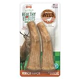 Nylabone Healthy Edibles WILD Natural Dog Chew Treats for Large Dogs, Long Lasting Dog Healthy Chew Antler Bone Made in USA, Venison Flavor, For Dogs Up to 50 lbs. (2 Count)
