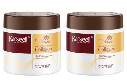 Karseell Colágeno Mascarilla Pelo para Cabello Seco y Dañado, 500ml x 2Pcs