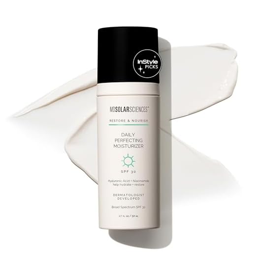 MDSolarSciences Daily Perfecting Moisturizer SPF 30, 2-in-1 Face Moisturizer and Sunscreen Hydrates and Perfects Skin with Hyaluronic Acid, Broad Spectrum Protection, 1.7 Oz