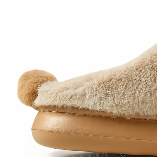 Plüsch Hausschuhe Mädchen Junge Hund Pantoffeln Gefüttert Warm Tierhausschuhe Winter Hause Schuhe Anti Rutsch Winterschuhe (Khaki, 36, Jugendliche, Damen, 36, Numerisch, EU Schuhgrößensystem, M)