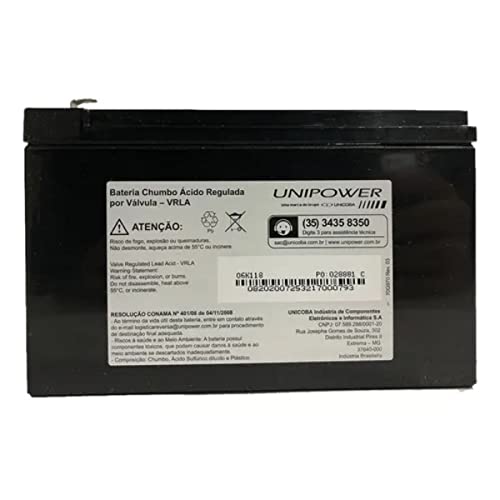 Bateria Estacionária Selada 12V 7Ah VRLA UP1270E Unipower