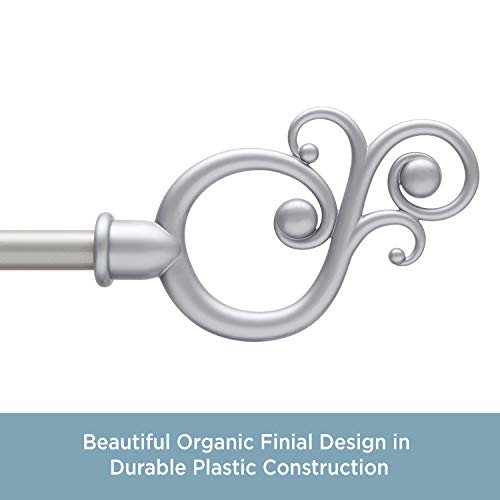 Kenney Valencia Standard Decorative Window Curtain Rod, 48-84", Satin Nickel #TOP1