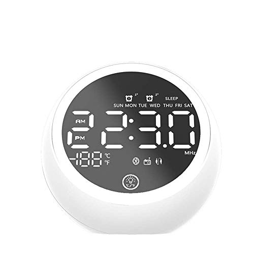 Bluetooth-Uhr Desktop-Computer Lautsprecher Nachttisch Wecker Nachtlicht Multifunktionsradio Weiß Plug-in-Version