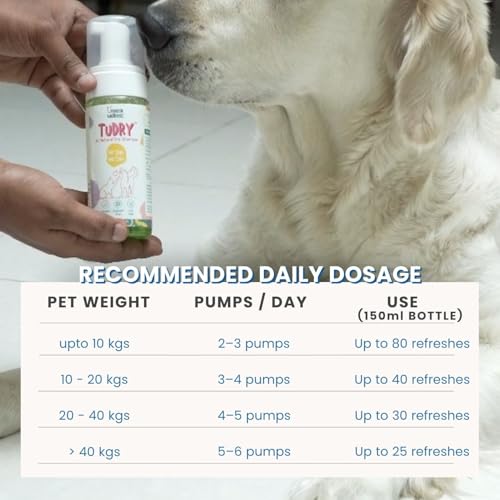 Image of TuDry 300ml | Dry Shampoo for Dogs & Cats | Anti Bacterial, Fungal Care | Lick Safe Hypoallergenic Formula | Removes Dirt & Odor | Dog Shampoo for Itchy Skin | Provides Shiny Coat