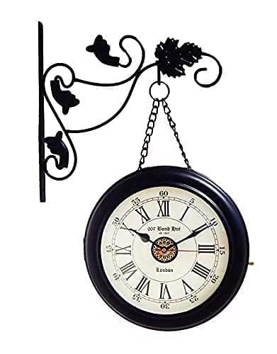 Image of Double-Sided Wall Clock | Trending Design | Classic Hanging Bracket Clock for Home & Cafe Decor (8 inch White Dial)