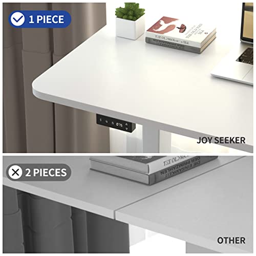 Joy Seeker Electric Standing Desk, Whole Piece 48 X 24 Inches Adjustable Height Desk, Modern Sit Stand Up Desk With Memory Controller, Ergonomic Rising Desk For Home Office Workstation, White #TOP1