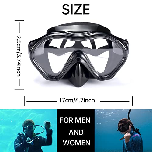 Diving Mask, Snorkel Mask For Adults, Scuba Diving Half Mask, Swimming Goggles With Anti-Fog Impact-Resistant Lens, Waterproof Silicone Nose Cover, & Mesh Bag #TOP1