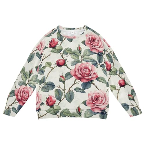 JUNZAN Spring Flowers Beauty Rose Kids Boys Pullover Hoodie Long Sleeve Outerwear for Kids Camping 4T