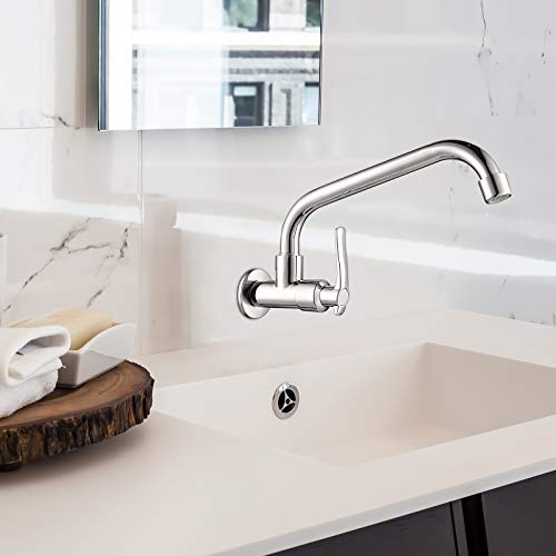 Hellocreate Water Faucet, G1/2In Wall Mounted Single Cold Water Tap Sink Water Faucet For Home Kitchen Use (20Cm) #TOP5