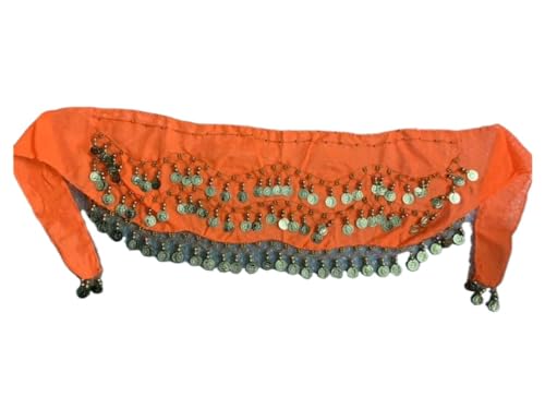 Magdans kostym dam, magdans höftduk magdans kvinnliga vuxna temperament tyll midja kedja kläder kvinnor □ Höft halsduk övning tillbehör (orange)