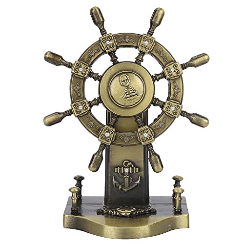 Tyenaza Modelo de timón de Rueda de Barco, Volante de Barco de Estilo Europeo de 4,7 Pulgadas, Modelo de timón de popa, Adornos Aptos para decoración de Escritorio de Barra de Oficina en casa Cover