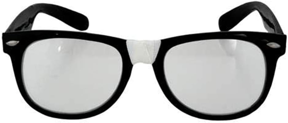 elopeNerdy Black Glasses - Classic Novelty Glasses with Clear Lenses and Taped Nosepiece