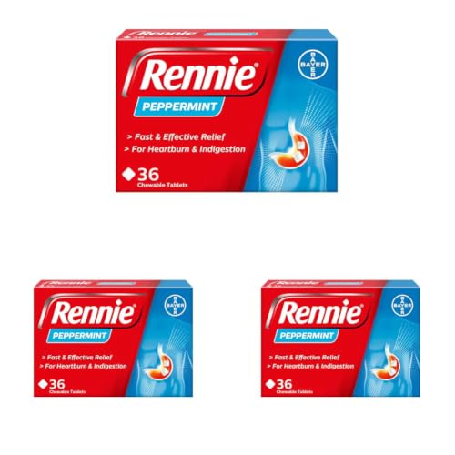 Image of Rennie Peppermint Antacid Chewable Tablets, Heartburn Indigestion, 108 Pack