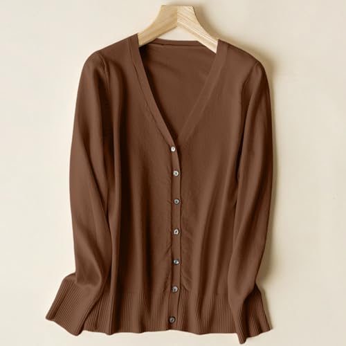 Cardigan Sweaters for Women Lightweight Cropped Cardigans Open Front V-Neck Long Sleeve Button Down Fall Outfits - image 3