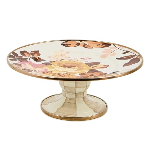 Image of MACKENZIE-CHILDS Pedestal Platter, Mini, Wild Rose White
