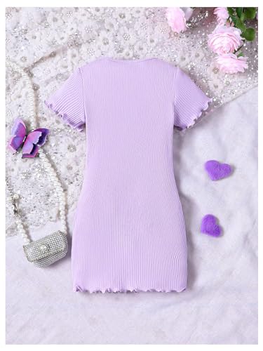 SHENHE Girl's Knitted Mini Dress Casual Short Sleeve Butterfly A Line Bodycon Pencil Dress2