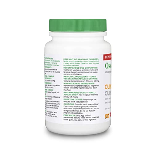 Organika Canadian-Made Curcumin 500 mg - Anti-Inflammatory, Antioxidant, Joint Pain Relief and Natural Tonic - 150 vcaps - Image 3