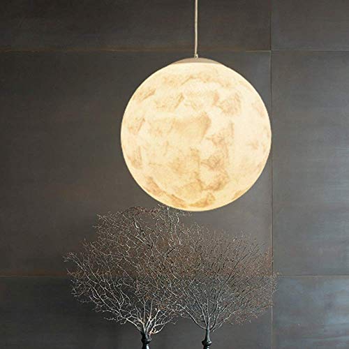 Lustre en Lune en résine blanche 40x40cm : suspension décorative durable pour salon et chevet