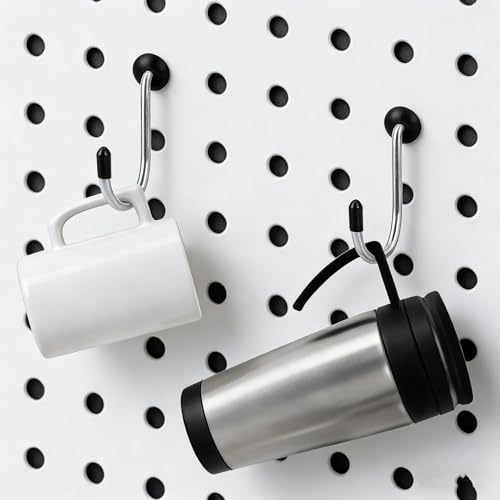 MENEONE 60PCS Pegboard J Hooks with 60PCS Pegboard Hook Locks, Will Not Fall Out, for Hanging Jewelry, Tools by MENEONE - Image 7