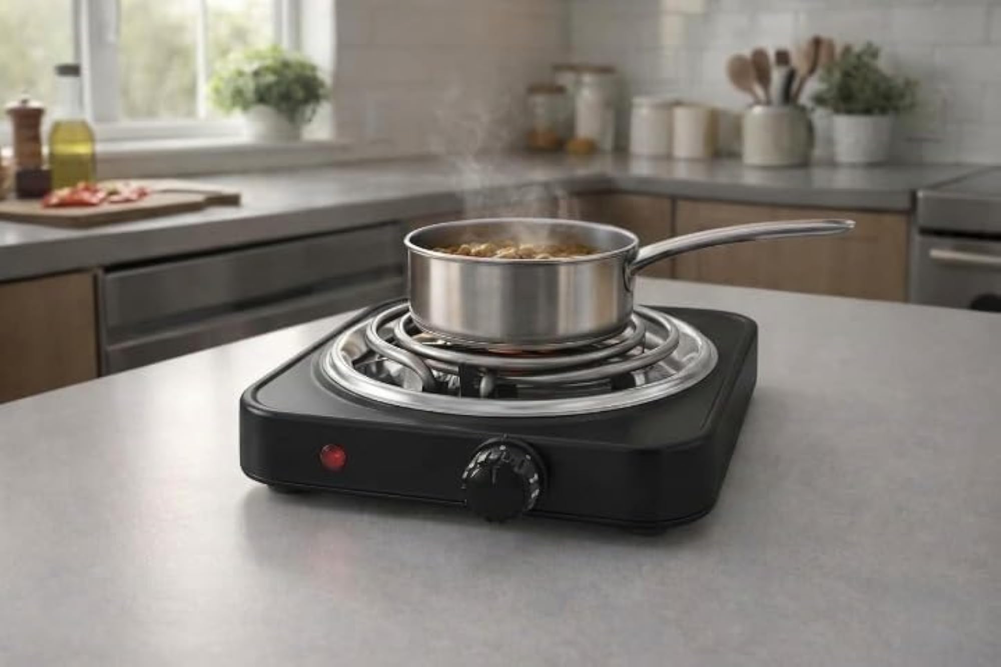 Electric Hot Plate Single Burner Coil Stove with Adjustable Temperature Control