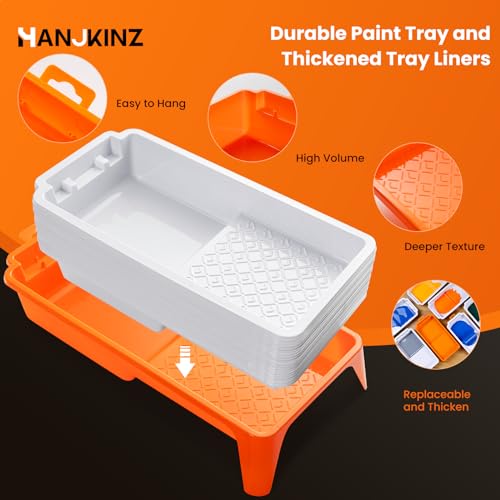 HANJKINZ Paint Tray Kit, 27 Pack, 4 Inch Paint Roller Tray Liner, Small Plastic Paint Tray, Paint Tray Liners Disposable 20 Pcs, Large Quantity of Thickened Plastic Paint Tray Liners - Thumbnail 5