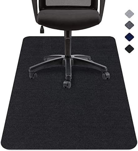 JOENIE Office Chair Mat for Hardwood & Tile Floor, 47"x35" Computer Desk Chair Floor Mat, Easy Glide Low-Pile Rug, Large Anti-Slip Multi-Purpose Floor Protector for Work, Home, Gaming (Black)