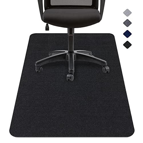 Joenie Office Chair Mat For Hardwood & Tile Floor, 47"X35" Computer Desk Chair Floor Mat, Easy Glide Low-Pile Rug, Large Anti-Slip Multi-Purpose Floor Protector For Work, Home, Gaming (Black) #TOP2