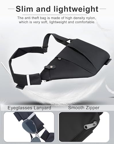 Anti Theft Travel Bag,Slim Sling Bag, Crossbody Purse Bags for Women Men4