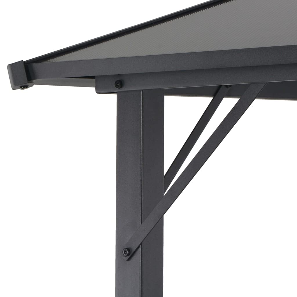 Antracytowy aluminiowy pawilon ogrodowy 3x3 m z dachem PC 6 mm, solidna wiata na imprezy plenerowe, odporna na rdzę stalowa rama, klamry i haczyki w zestawie