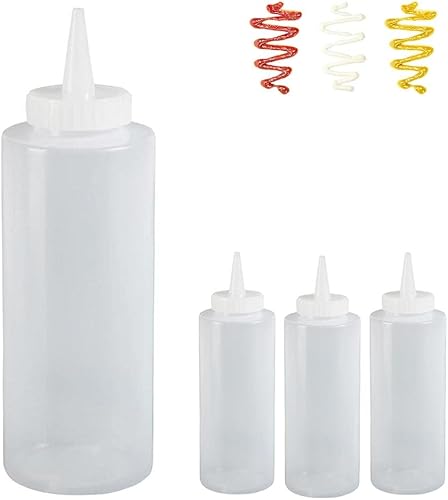 Miniatura 4 de Dispensador de plástico para condimentos, botella para apretar, 4 unidades, aceite de salsa de tomate de mostaza, 12.5 onzas