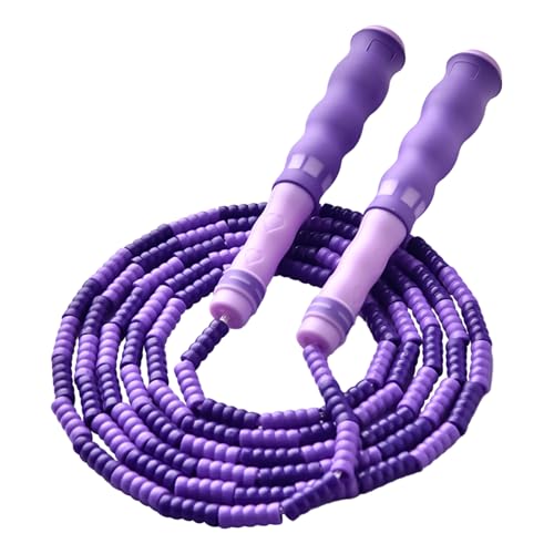 ビーズ縄跳び - 子供用調節可能な縄跳び、木製ハンドル付きロープ、スポーツ子供 |木製ハンドルと虹 | 写真脂肪燃焼とジャンプ運動とフィットネスのための縄跳びキッズ |脂肪燃焼