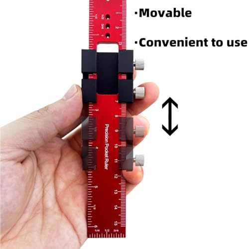 Precision Pocket Rule,Precision Slide Stop Scale Ruler-300mm Aluminum Alloy Scribing Tool for Woodworking,Adjustable Square & Flexible Measuring Tool for Carpentry Tools and Equipment - Image 6
