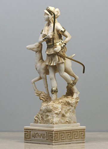 Greek Roman Goddess Artemis Diana Alabaster Statue Sculpture Figure Coloured 6.3 Inches #TOP2