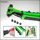 FROOBY Rivet Gun Hand Riveter Tool 4 HEAD NOZZLES Heavy Duty Pop Riveter Kit 2.4 To 4.8mm Compact 8.5” 1/8in To 5/32in Blind Rivet Gun Metal, Steel, Aluminium DIY Automotive Workshop Home Repairs - Image 4