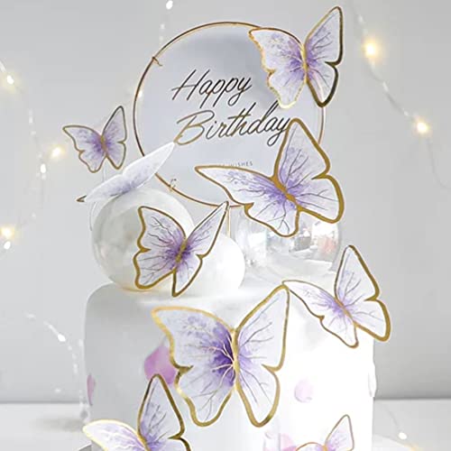 STOBOK 1 Conjunto de Borboletas Bolo de Bolo de Feliz Aniversário Bolo Inserções de Cupcakes Picks D