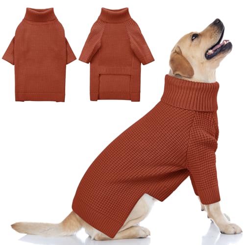 Queenmore Turtleneck Large Dog Sweater, Plaid Dog Sweaters for Large Dogs