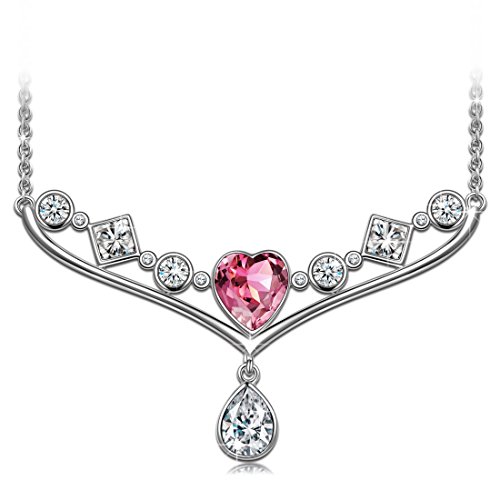 NINASUN Fancy Love S925 Sterling Silver Necklace Christmas Gift Pendant Pink Heart Necklace Jewelry Birthday Gifts from for Women s Birthday Gifts for Lover Wife Her