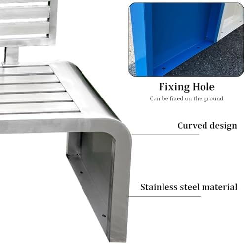Weatherproof Galvanized Steel Outdoor Bench with Back, Smooth Rounded Edges - Perfect for Garden, Park, Yard, Front Porch - White, 120x40x83cm