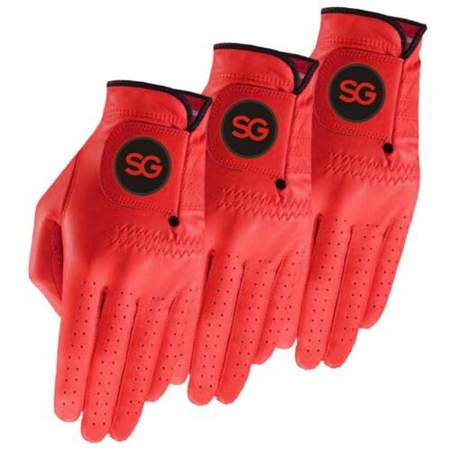 Golf Gloves Men -Cabretta Leather Pack of 3 Gloves, for All Weather Conditions, Soft Feel Grip, Breathable