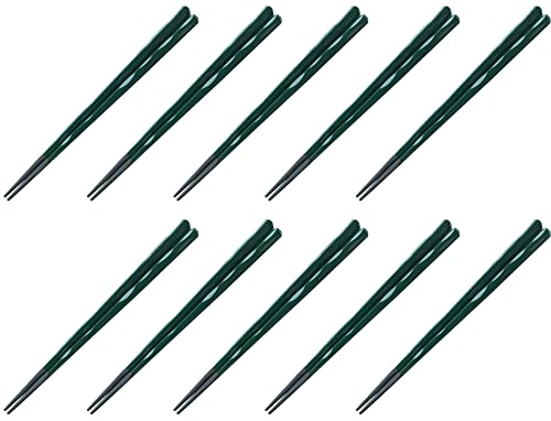 【Amazon.co.jp限定】【業務用 セット】福井クラフト 箸 PBT樹脂塗箸 日本製 食洗機対応 六角一刀彫箸 緑塗 22.5cm 日本製 (10膳)
