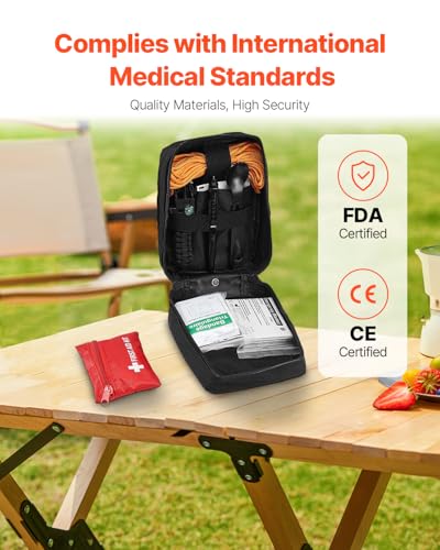 VEVOR Survival First Aid Kit, 250 Pieces, 600D Nylon Trauma First Aid Bag, Survival Gear and Equipment, Emergency Kits, for Men Women Camping, Boat, Earthquake, Hiking, Hunting, and Outdoor Adventure - Image 5