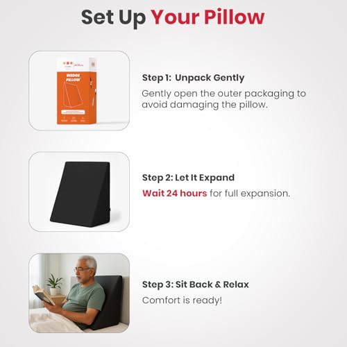 Image of AGEasy (Max Group Wedge Pillow | 100% Memory Foam Orthopedic | Triangular Cushion for Leg Elevation, Back Support, Acid Reflux, Snoring | Improves Comfort & Posture (Charcoal Grey)