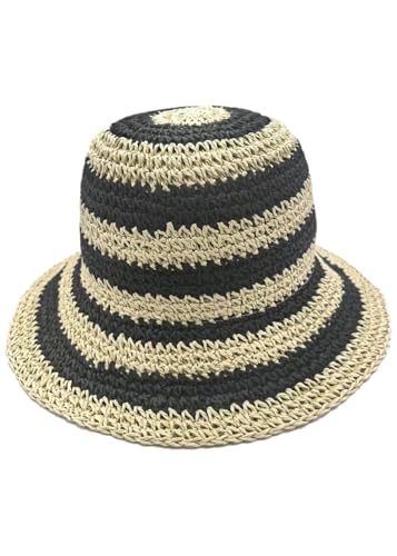 Sombrero tejido de paja para mujer plegable verano playa miniatura 1